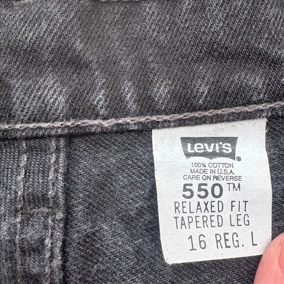 VTG 90s Levi’s 550 Jeans 16 Reg Black Denim Relaxed Tapered Mom USA Made 33 x 32 - Picture 9 of 12
